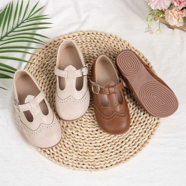 Girls T-Strap Brogue Mary Jane Flats Toddler Little Kids Single Buckle School Uniform Dress ShoesL260513RYPV