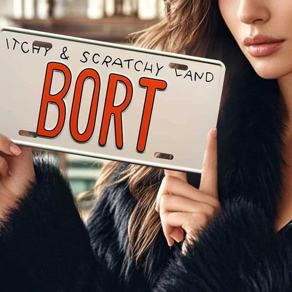 2D Flat Printing Pop Culture Itchy Scratchy Land BORT License Plate Style Aluminum Tin Painting The Simpsons Fan Themed Met C260514