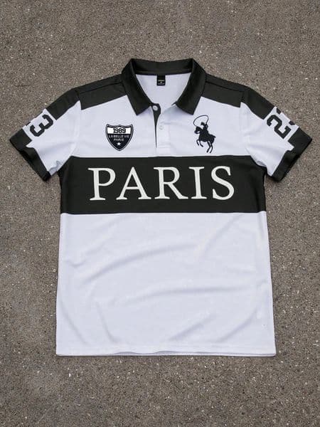 2026 Summer Style Mens Polo Shirt with Letter Print Breathable Lightweight Casual and Fashionable 260512