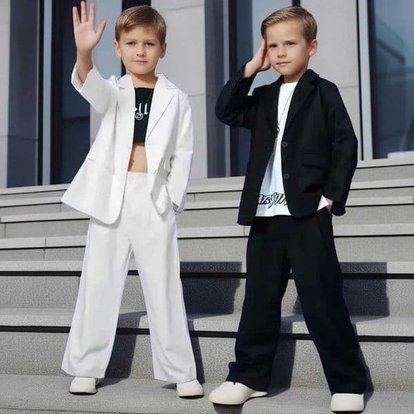 Suit for Girls Dance Group Casual Long Sleeve Blazer Pants 2pcs Children Costumes Formal Black Jacket Set Boys 14 15 16 18 YearsL260514T306