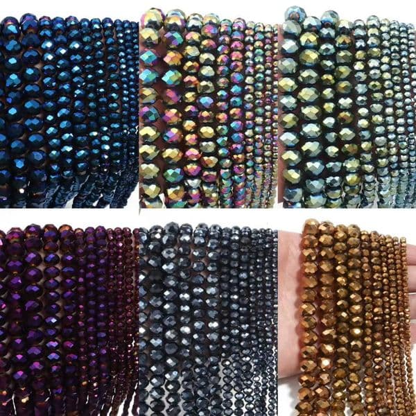64-130Pcs/Lot 3 4 6 8 10Mm Rondelle Faceted Crystal Glass AB Color Abacus For Jewelry Making DIY Loose Spacer Beads