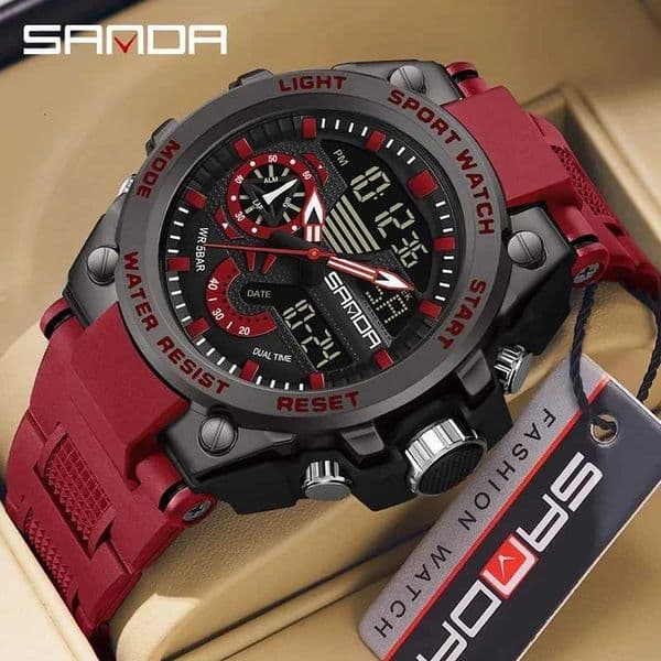 Sanda Mens Digital Fashion Waterproof Outdoor Sports Mtifunctional Electronic Watch SD3302-12J260514