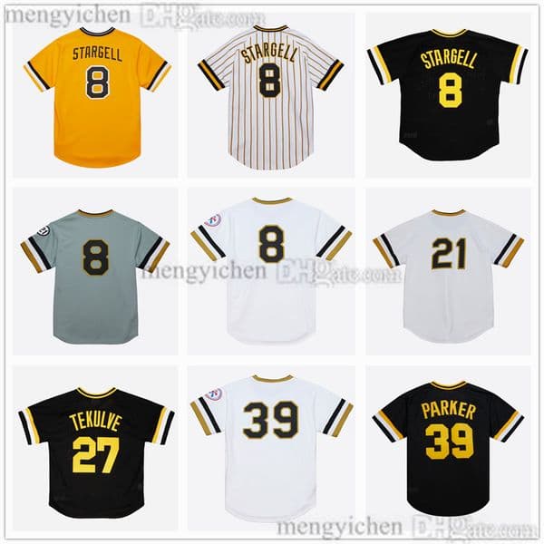 Retro Men's Baseball Jerseys 8 Willie Stargell 39 Dave Parker 21 Roberto Clemente 27 Kent Tekulve Vinatge All Stitched