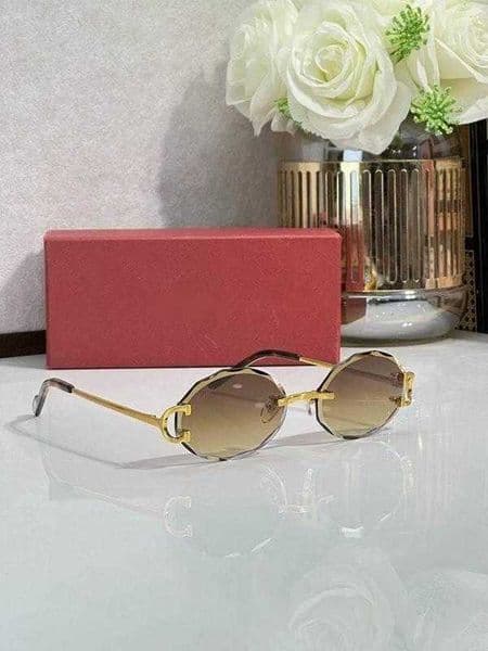 Luxury Rimless Round Sunglasses Men Fashion Vintage Gradient Casual Shades Women Trendy sunglasses Brand Design Decor Sun Glasses