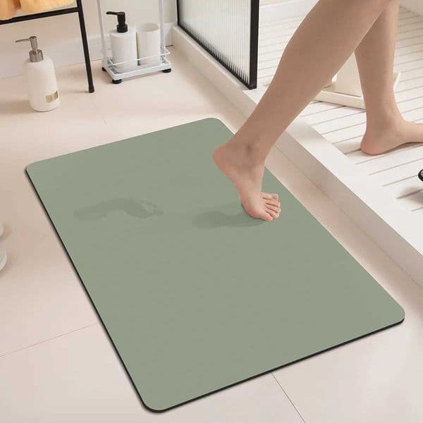 Green Diatomite Bath Mat Non-Slip Quick Dry Super Absorbent Shower Mat Washable Bathroom MatJ260514