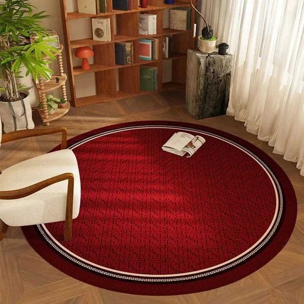 Chinese Red Round Carpet Office Swivel Chair Foot Mat Home Decoration Study Living Room Bedroom Floor Mat Easy To Clean Z260514