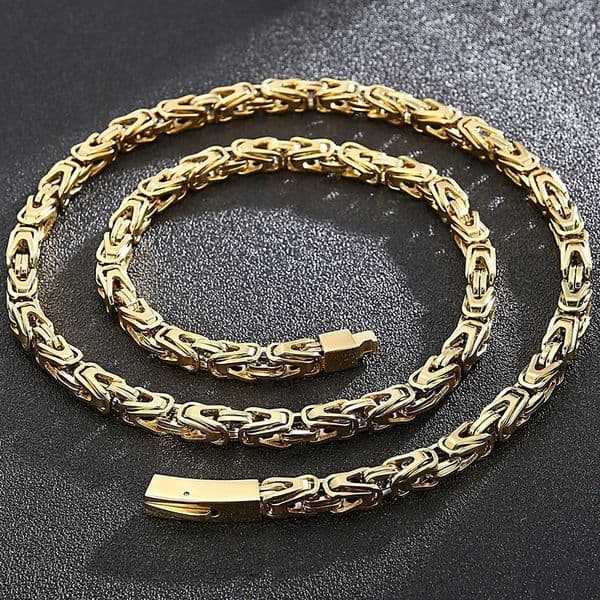50-65CM 255 6MM Chain Necklace Choker for Men y Gold Color Stainless Steel Mens Necklaces Friends Birthday Gifts 260514