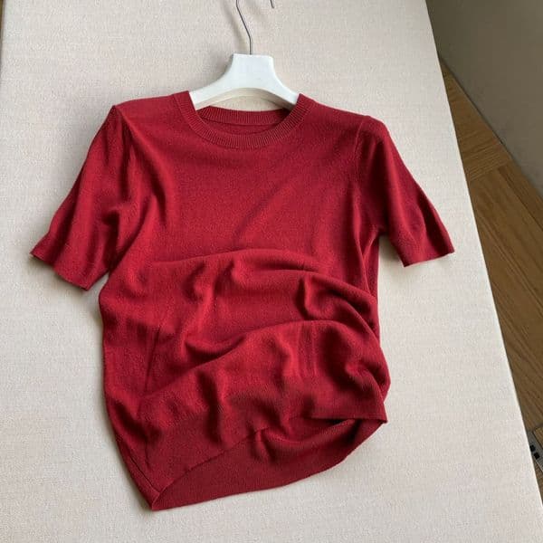 2026 Summer New Style Fashionable and Simple Round Neck Short Sleeve Solid Color T-Shirt Knitwear Wholesale