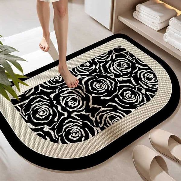 Toilet floor mat non-slip bathroom door mat absorbent foot mat toilet quick-drying diatom mud carpet at the door of the toiletJ260514
