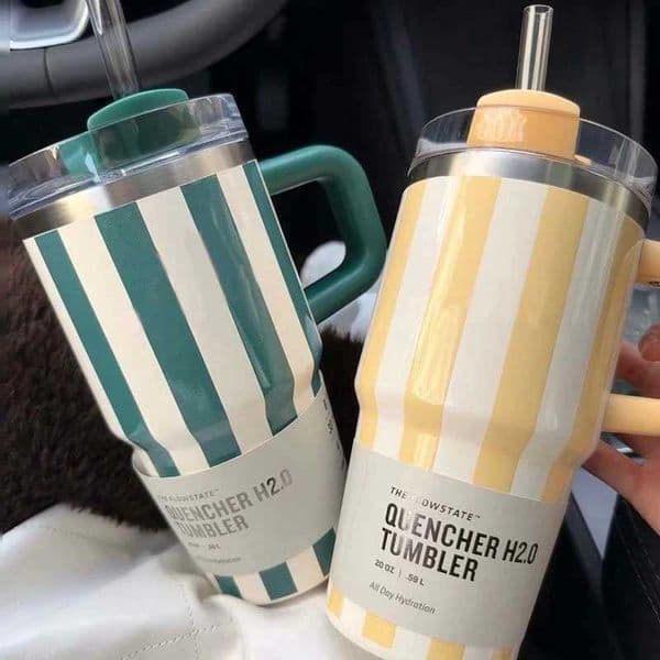 20oz Thermal Water Bottle With Handle and Straw Drinkware Hot Cold Stainless Steel Thermos Portable Car Coffee Cups Thermal MugT260514