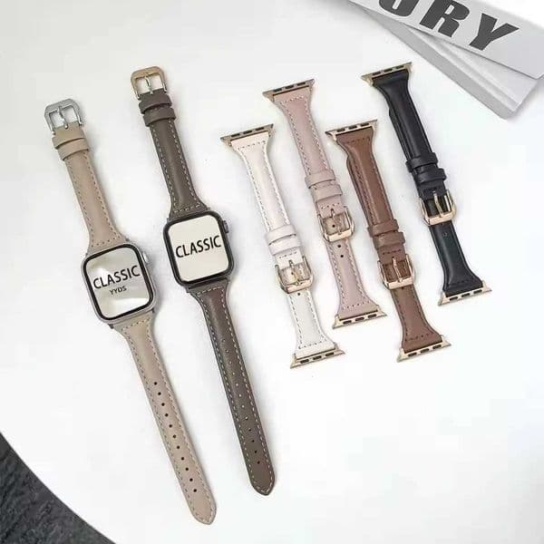 Slim Leather Strap For Watch Band 44mm 40mm 41mm 42mm 38mm 49mm 46mm Bracelet watch 8 45mm bands tra 10 9 7 se 6J260514