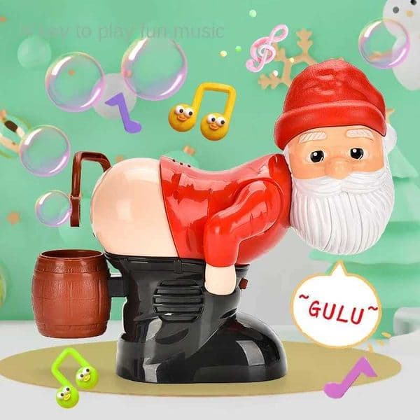 New Christmas Funny Bubble Toy Santa Claus Bubble Machine Electric Santa Butt Bubble Blower With Music Lights Xmas Kids L26051448HV