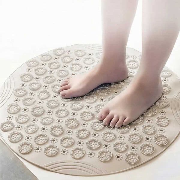 55x55cm Round Non Slip Shower Mat Textured Surface Anti-Slip Bath Mats with Drain Hole Massage Carpet for Shower StallJ260514