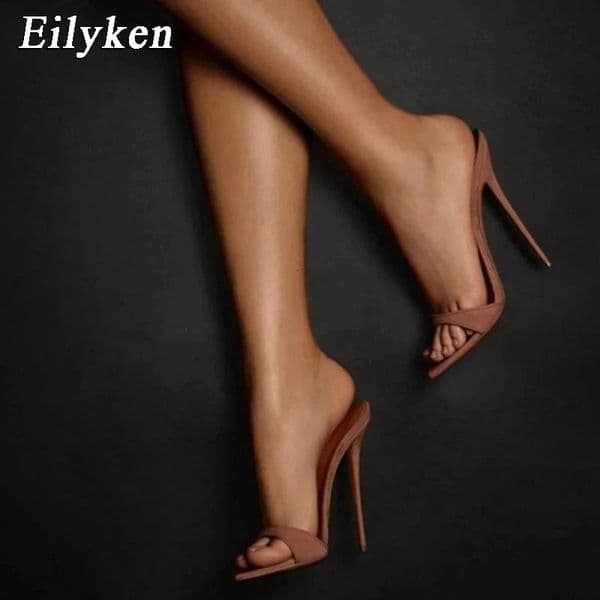 Eilyken Fashion Women Slippers Pointed Toe High Heels Sandals Sexy Stripper Party Slides Mule Ladies Shoes Size 35-42 260514