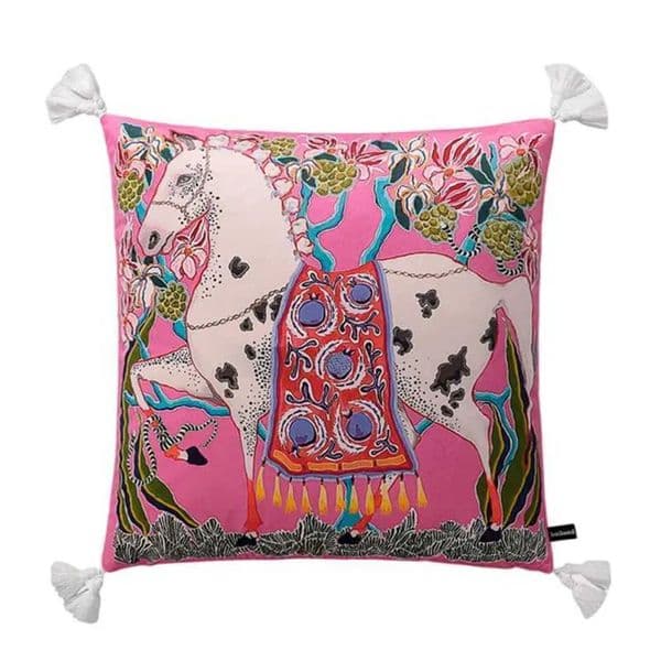 room Luxury Designer Decor Luxury Soft Velvet Cushion Cover Horse Print Flower Square Case Shell Home Sofa Bed Couch Decoration Pink Vintage 12