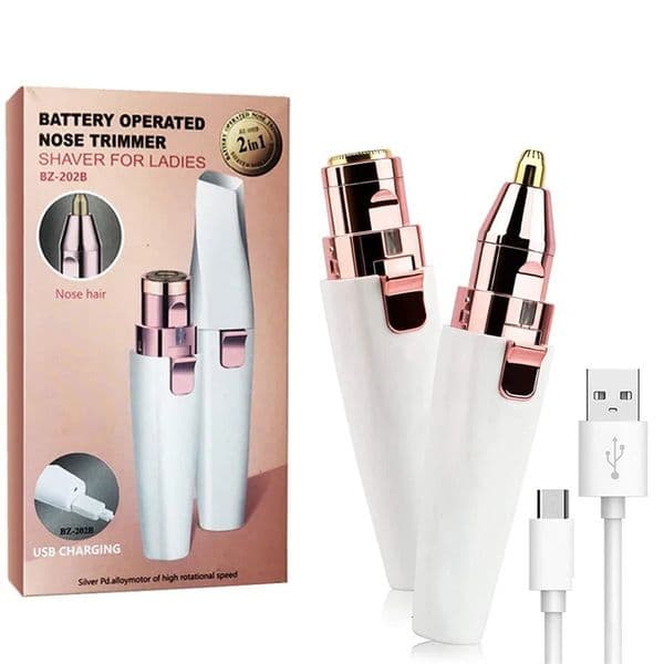 USB Rechargeable 2 IN 1 Eyebrow Trimmer Facial Hair Remover Mini Razor Painless Epilator Hair Remover With Built-in LED Light 260514