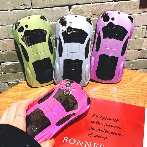 3D Super Sports Car Shape Phone Case, Shockproof Soft TPU Cover for iPhone 17/16/15/14/13/12 Pro Max - Cool Racing Car Design