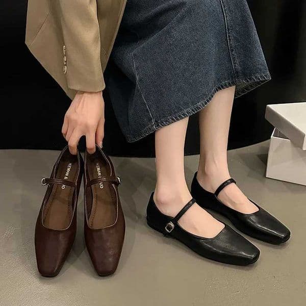 Mary Jane Single Shoes Thick Heel Shoes Elegant Classic Retro Square Toe Comfortable Soft Shallow Cut Low Heel Womens Shoes X260514