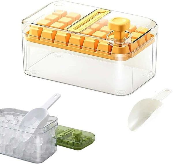 Ice Cube Tray Ice Trays for Freezer Ice Cube Tray with Lid for Freezer New Press Ice Form Large Capacity DustProofL eakProofDe tachablefo rHo meOu tdoorPa rtyYE LLOWwi