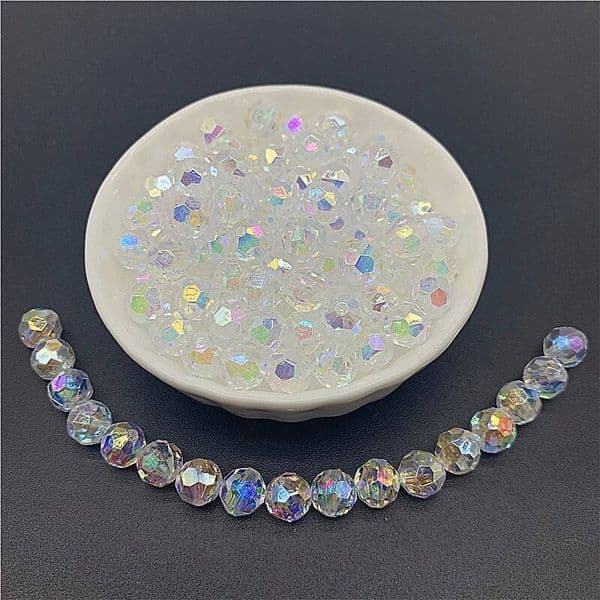 5Mm 6Mm 8Mm 10Mm Acrylic ABS Transparent Faceted Oval Shape Spaced Beads For Jewelry Making