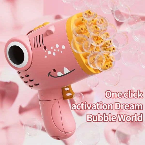 40 Holes Dinosaur Bubble Gun Handheld Fully Automatic Bubble Machine Without Battery And Bubble Water For Kids Gift L260514O02D