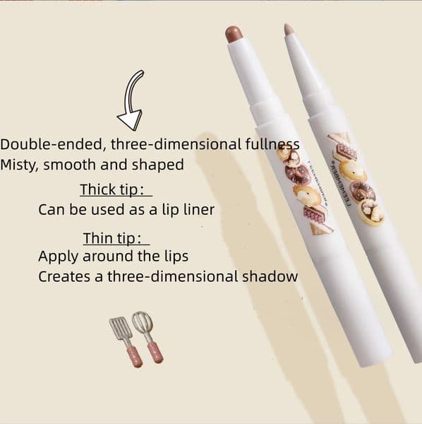 LEEMEMBER Lip Liner Bear Bakery Collection Lipstick Pencil Natural Coverage And Change Lip Color Double-Ended Lip Makeup 260514