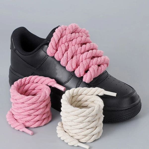2Pcs Round Thick Rope Laces Polyester Cotton High Quality Solid Color Laces 08cm120cm Width 5Colors Bold Shoelaces 260514