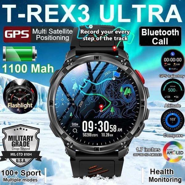 2026 New 1100mah AMOLED Smart Watch Men 170Sport Fitness LED Flashlight IP69 Waterproof call GPS track Smartwatch iOSJ260514