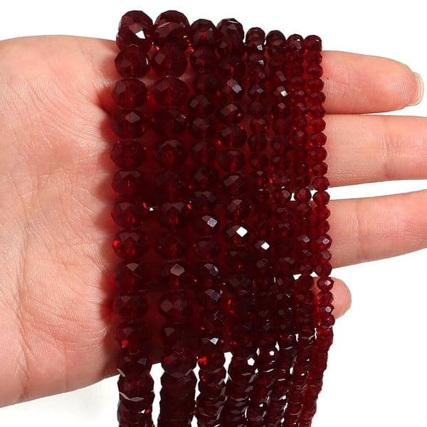 1Strand/Lot Pomegranate Red Faceted Crystal Abacus Glass Loose Beads For Jewelry Making DIY Necklace Bracelet