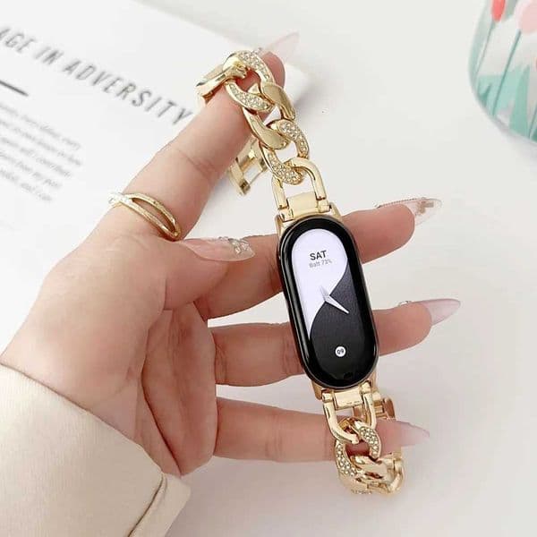Easy Adjustable Bracelet for Mi Band 8/9/10 Smart Watch Metal Bling Strap Dressy Wristband for Wen no Color Fade issueJ260514