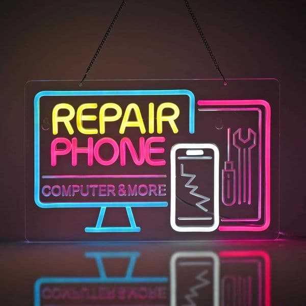 Phone Repair Neon Sign Hanging Wall Art Decor for Business Desktop Computer Repair Shop Neon Light USB Powered Bright Dimmable X260514