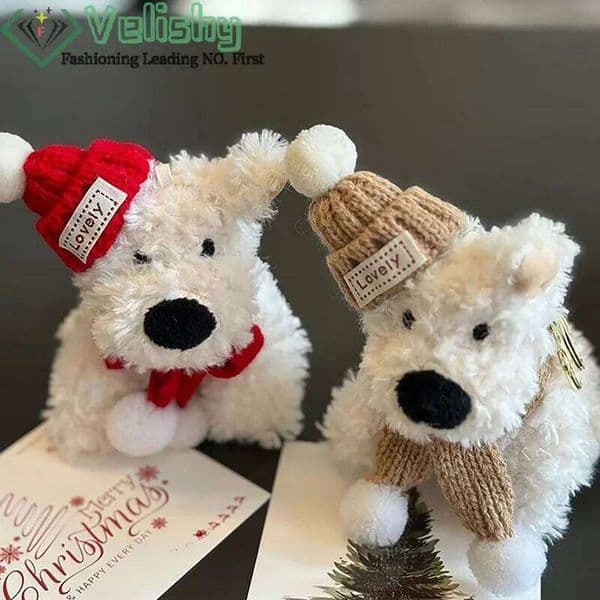 Kawali West Highland Terrier Plush Puppy Doll Bag Keychains Pendant Car Decoration Creative Cute Kids Birthday Gift For Girls 26Y0514