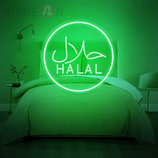 Halal Engrav neon sign light for interior wall decoration arabian Moslem restaurant business led wall art halal restaurant X260514