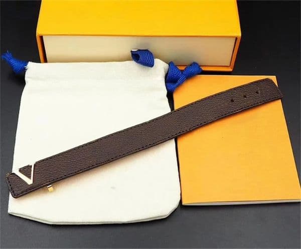 Luxury Designer Decor Dropship Fashion Classic Brown room PU Leather Bracelet With Metal Logo Gift Retail Box In Stock Decoration For Home 3 thumbnail 2
