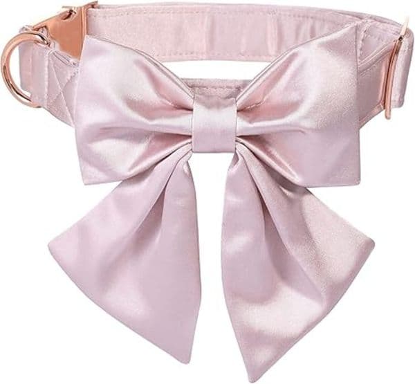 Dog Collar Designer Lionet Paws Bowtie - Comfortable Silk Dog Collar With Detachable Bow Tie For Large Dogs