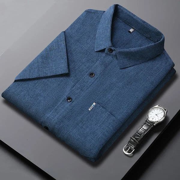 Mens Business Casual Short Sleeved Printed Shirt with Wrinkle Resistance No Ironing Comfortable All Season Versatile Top 260512