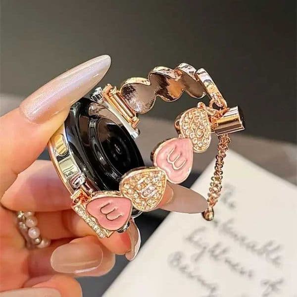 Diamond studded -shaped M letter suitable for HW Watch Fit3/Fit4 straps and HW Band 8/9/10NFC handmade strapsJ260514