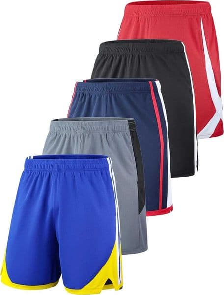 5 Pack Big Boys Youth Athletic Mesh Basketball Shorts with Pockets Quick Dry Activewear Z260514