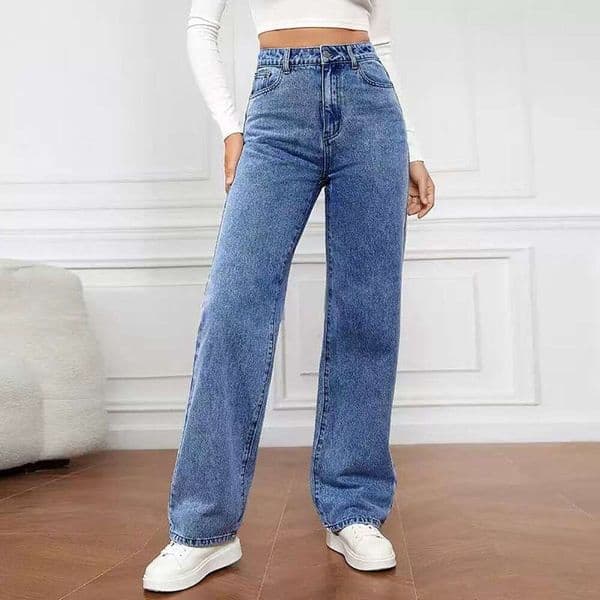 Retro Trendy Washed Denim Jeans for Women, New Spring and Autumn Fashion Versatile Straight-Leg Long Pants