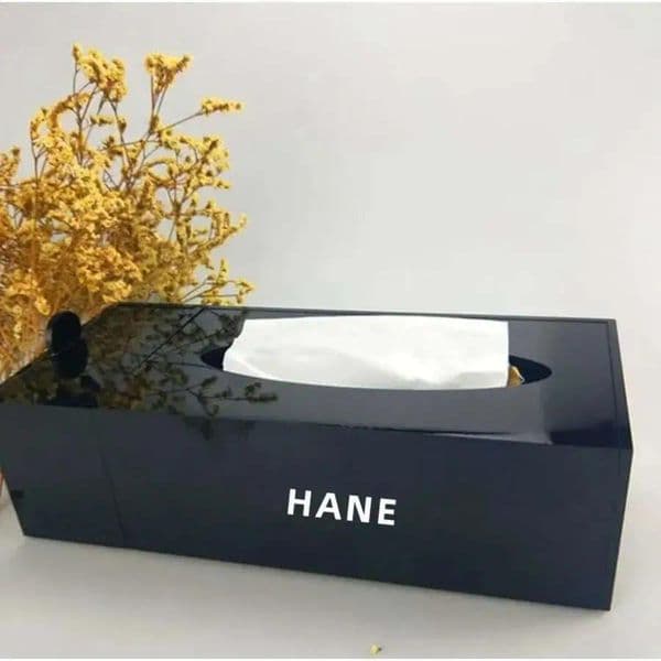 3 Styles Designer Acrylic Tissue Box, Classic Black Letter Pattern Large Tissue Holder, Desktop Storage Box for Living Room