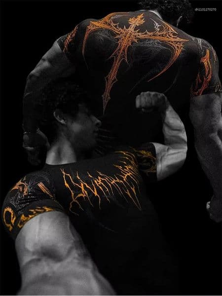 Men's T Shirts 2026 Summer GYM T-shirt Dark Gothic Print Muscle Tee High Elasticity And Quick Drying Exercise Bodybuilding Training