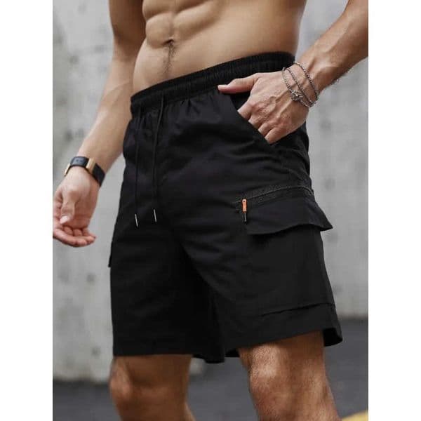 Mens Casual Cargo Shorts Big Pockets Loose Fit Elastic Waist Lightweight Breathable Outdoor Sports Gym Work Shorts for Men H260514