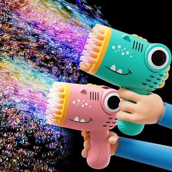 Kids 40 Hole Dinosaur Bubble Gun Toys Summer Soap Water Bubble Machine 2-in-1 Electric Bubble Machine For Children Gift Toys L260514BJ0G