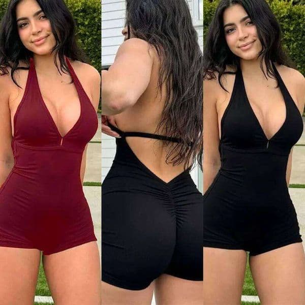 COOL Store Sexy Backless Women Sports Fitness Summer Fashion Black New Rompers Slim Hollow Out Halter Playsuits
