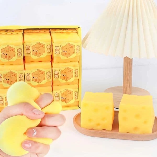Squishy Square Cheese Squeeze Toys Slow Rebound Push Stress Relief Sensory Toy Soft Butter Cheese Fidget Toy Christmas Present C260514