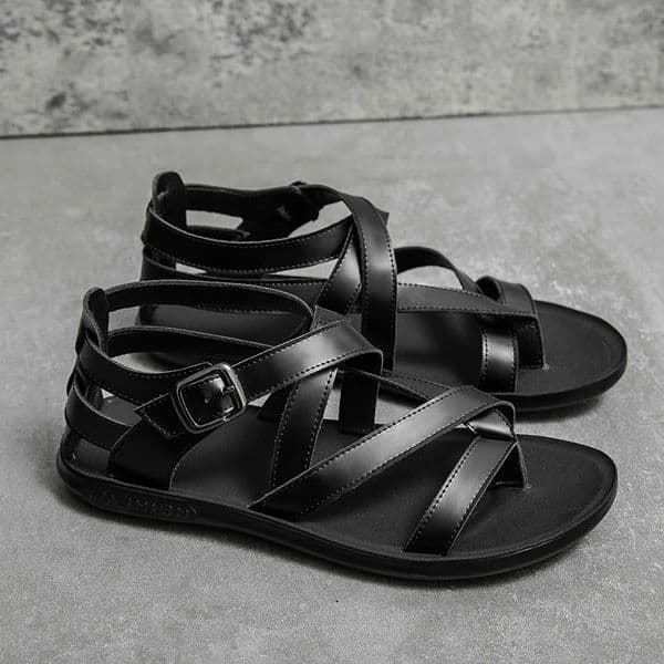 Summer Men Fashion Rome Casual Leather Sandals High Quality Belt n Open Toe Simple Flats Breathable Sandalia 260514