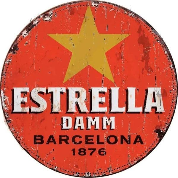 Estrella Beer Vintage Round Sign - Aluminum Pub Bar Decor Perfect Man Cave Home Wall Art C260514