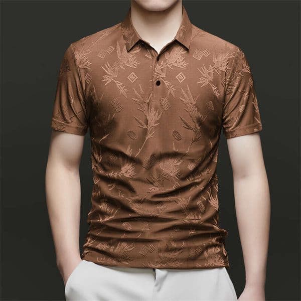 Luxury Short-Sleeved Jacquard Polo Shirt Men In Summer, Casual Half-Sleeve, Fashionable For Young And Middle-Aged, Breathable Thin Top, Short T-Shirt