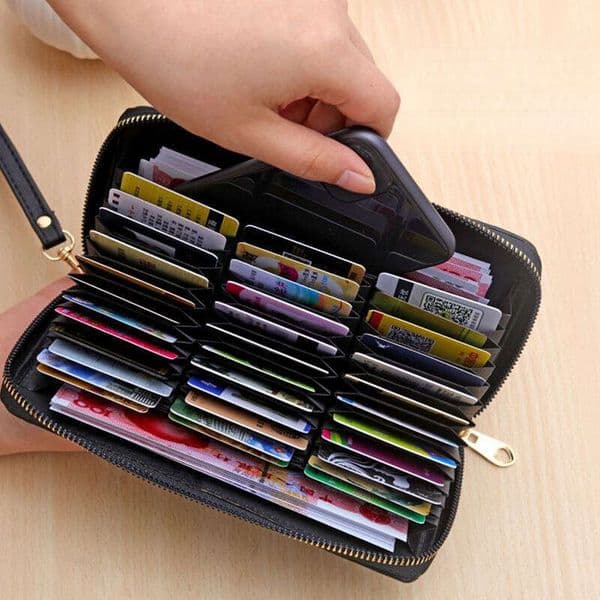New Wallet Unisex Long Anti-Demagnetization Large Capacity Card Holder Multi-Card Slot Zipper Clutch Money Clip