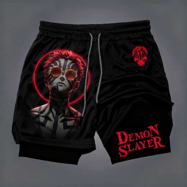 Bandai Demon Slayer Printed Mens Double-layered Shorts 2026 Summer American Loose Breathable and Sporty Shorts Z260325Z7H8